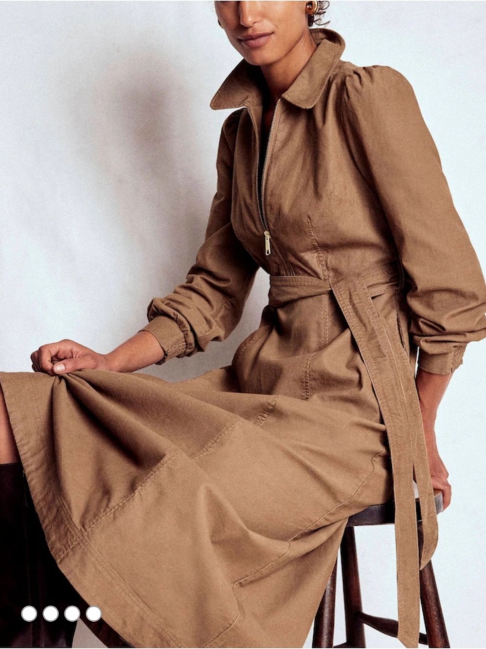 Boden Brown Adelaide Zip Cord Midi Dress .NO BELT SEE LAST 2 pics. (Mix26)